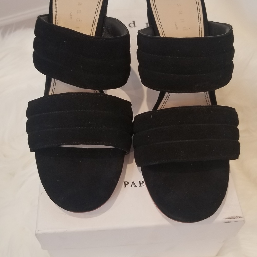 SANDRO ❤️ NIB TRUE LOVE VELVET CHUNKY HEELS SZ 9 - Picture 6 of 14